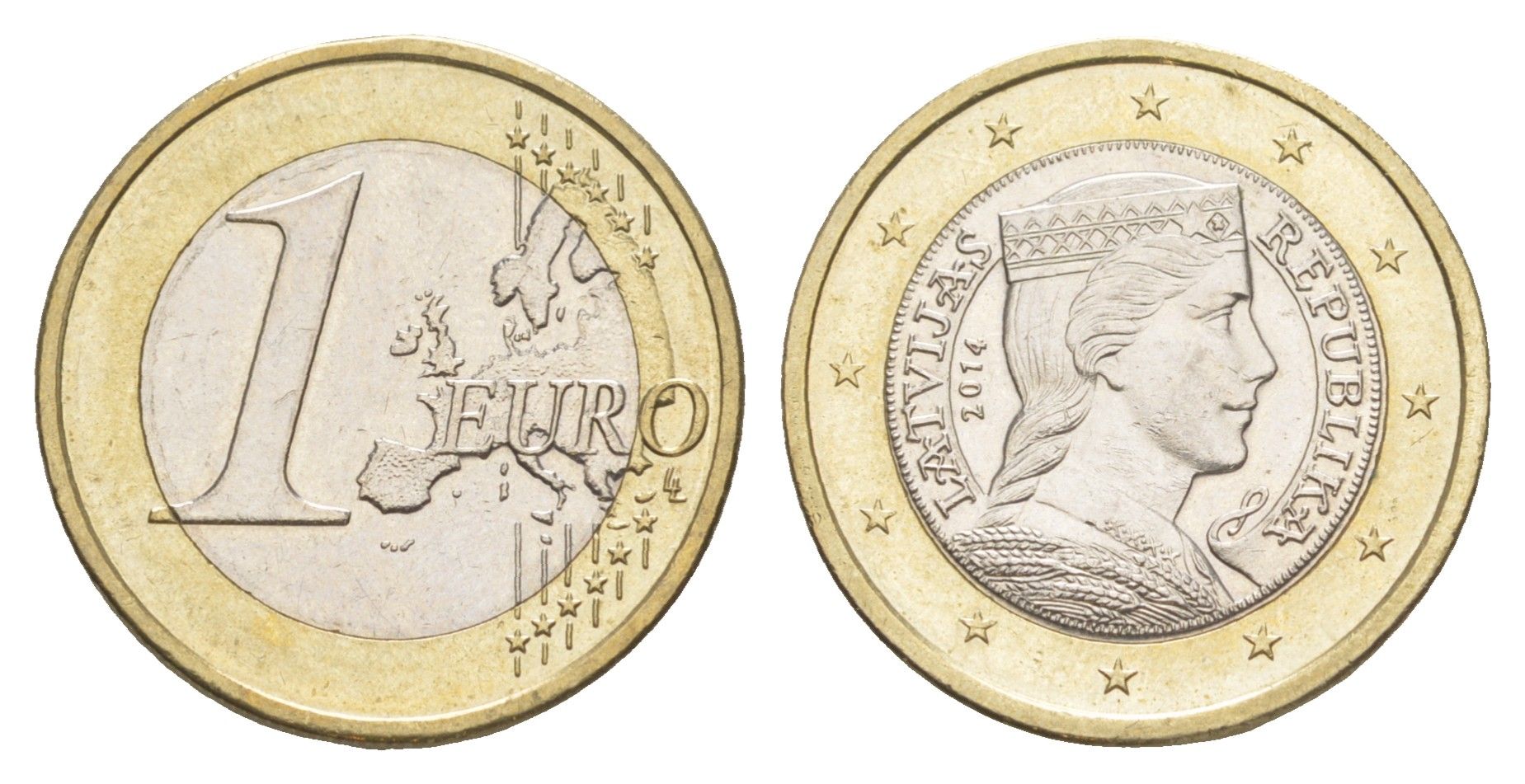 Латвия 1 евро 2014 KM 156 биметалл UNC 4648-943