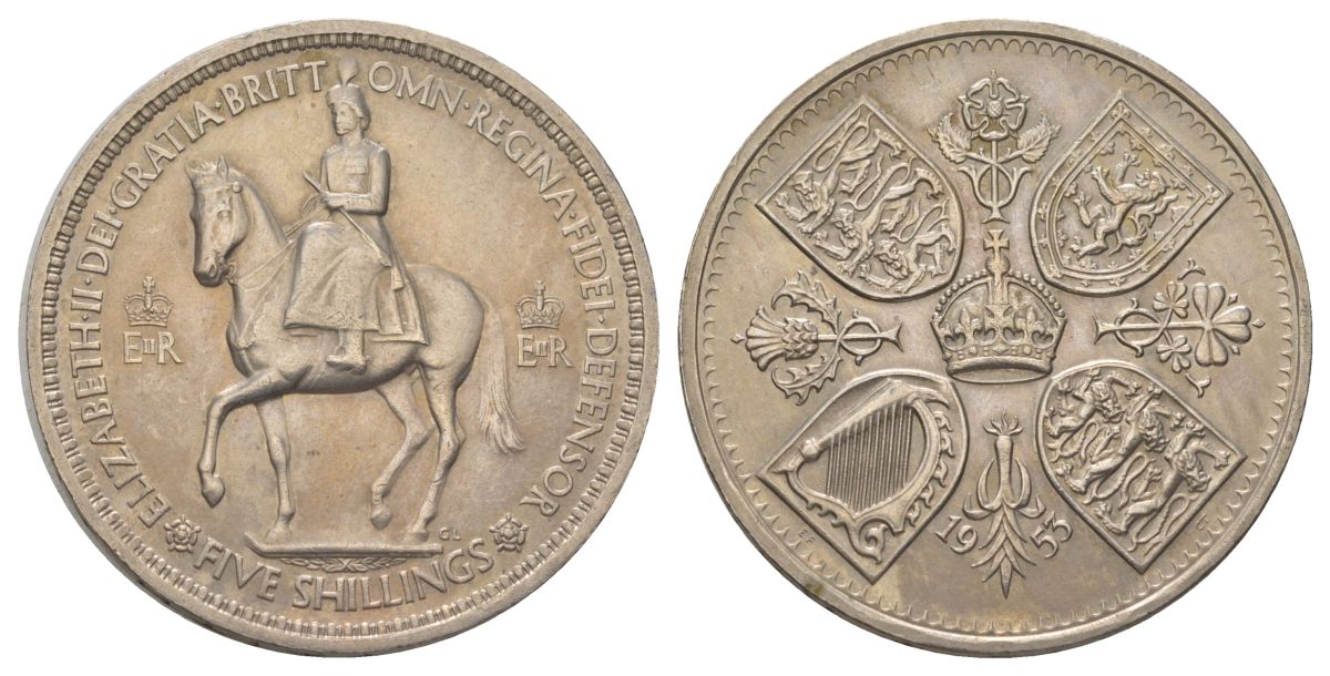 Великобритания 1 крона (5 шиллингов) 1953 коронация королевы Елизаветы, Елизавета II (1952-2022) Елизаветы, в красочной упаковке KM 894, Spink 4136 медно-никель UNC 3897-935