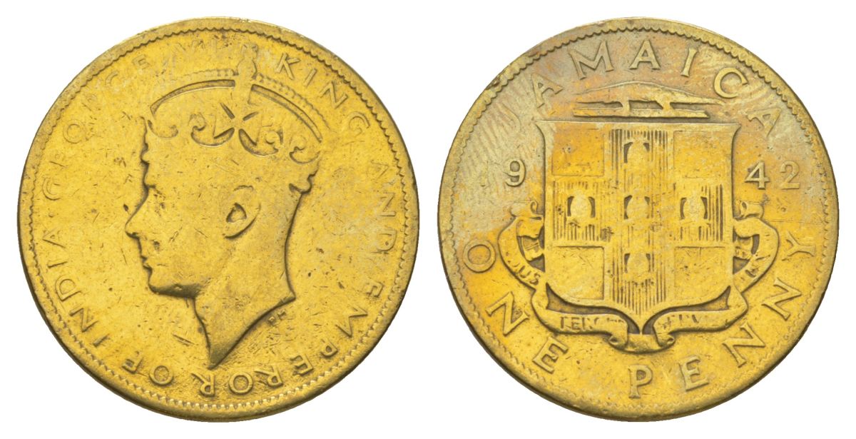 Ямайка 1 пенни 1942 KM 32 никель латунь 4628-453