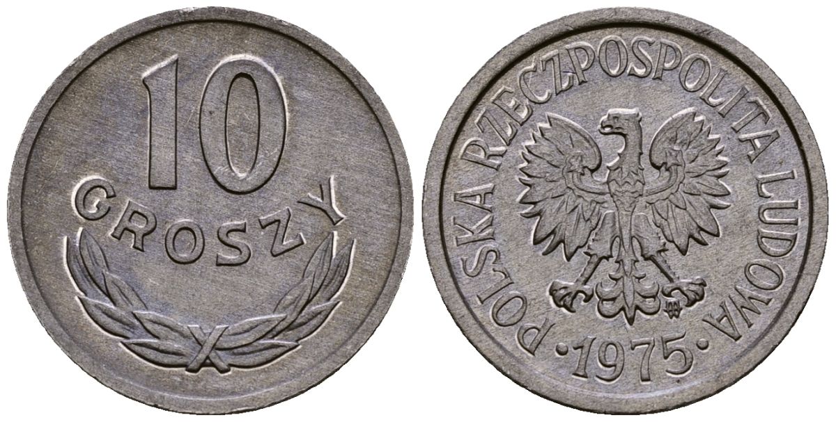 Польша 10 грошей 1975 Y AA47 алюминий 4164-966