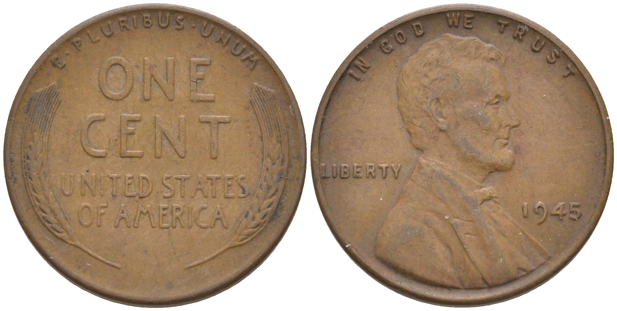 США 1 ЦЕНТ 1945 ЛИНКОЛЬН KM А132 медь цинк 187-1133