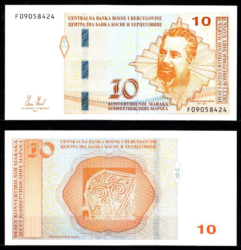 Босния и Герцеговина 10 конвертируемых марок 2012 Мак Диздар, фрагмент Стечака Радимля Pick 80 a бумага UNC (пресс) 7523-50-1-1