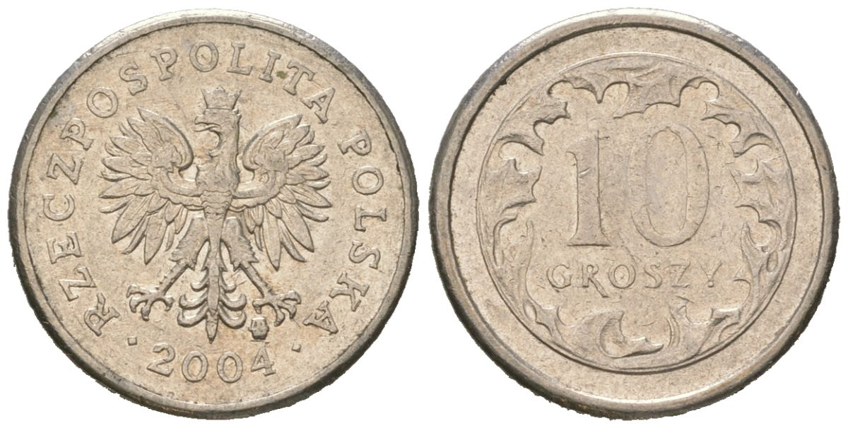 Польша 10 грошей 2004 MW KM 279 медно-никель 4618-542