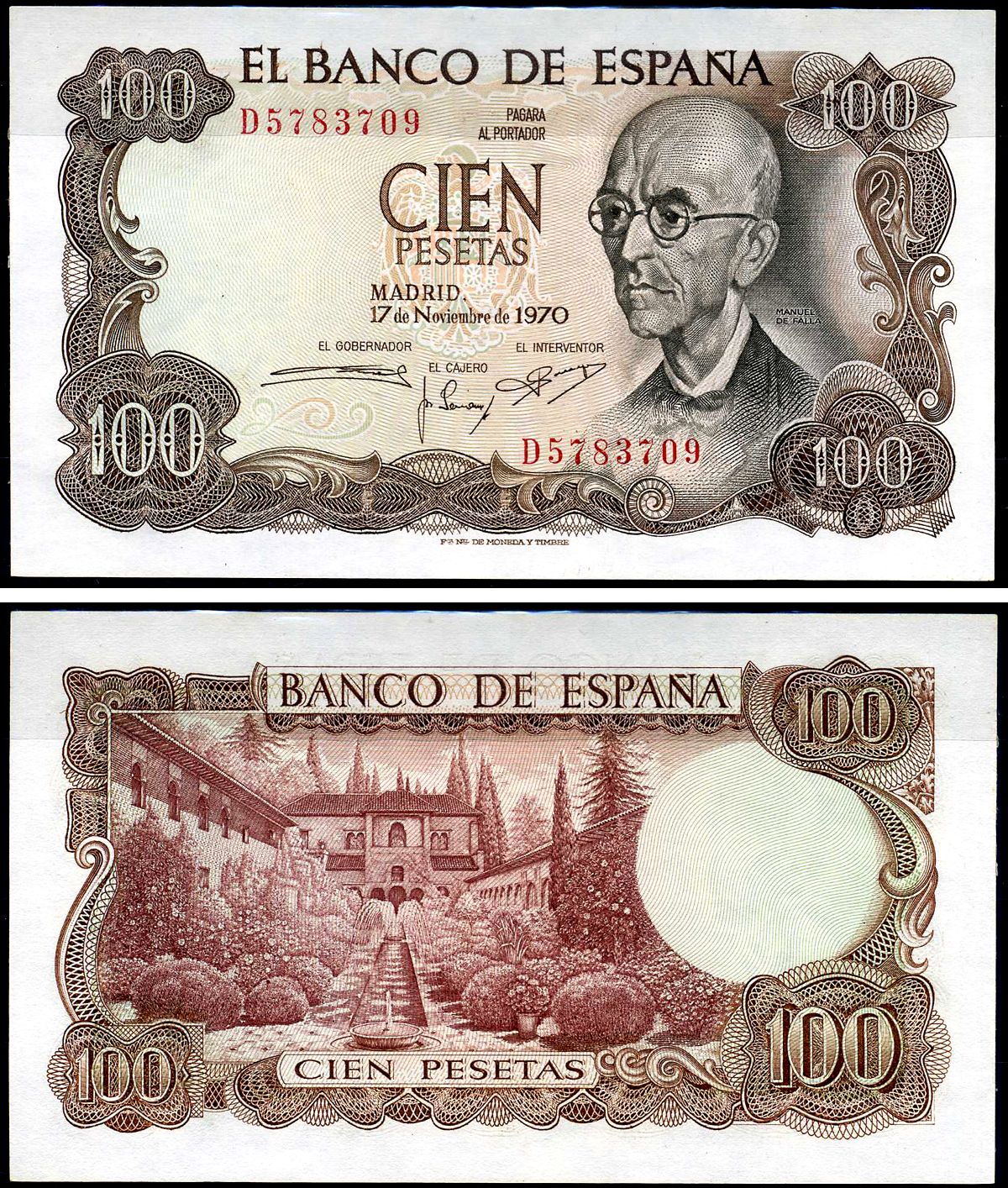 Испания 100 песет 1970 Pick 152 a бумага UNC (пресс) 8603-22-1-2