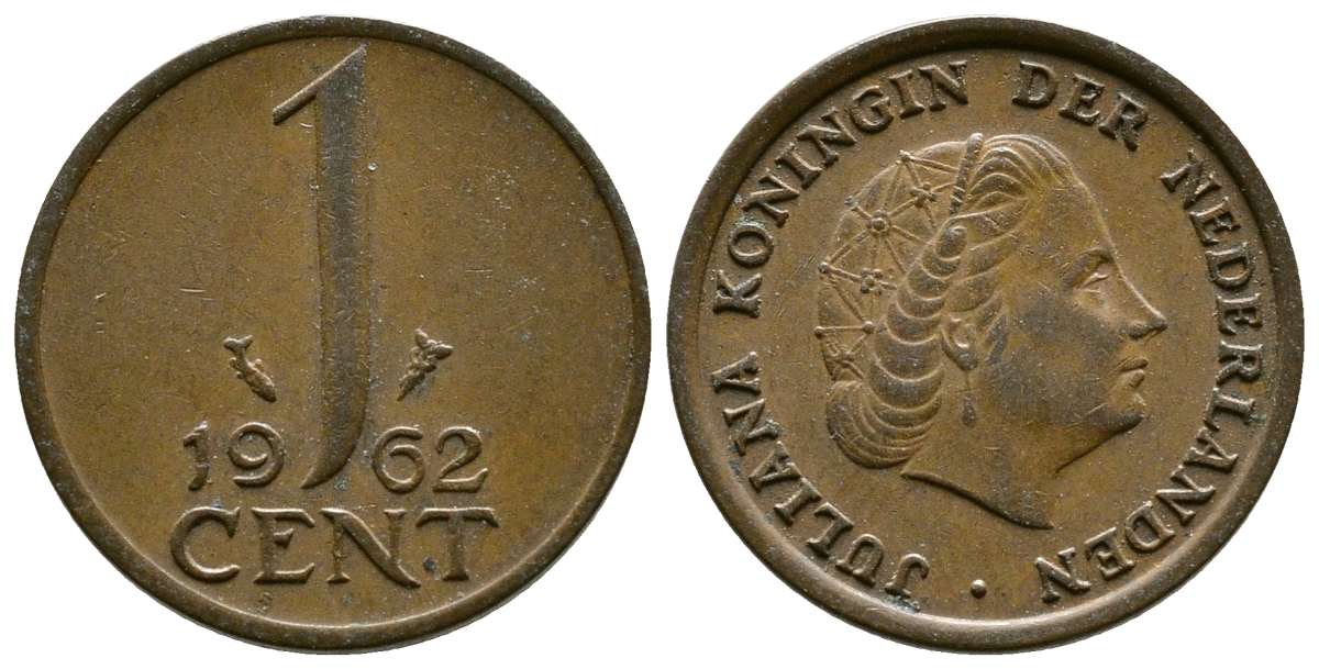 Нидерланды 1 цент 1962 Юлиана (1949-1980) KM 180 бронза 75-857