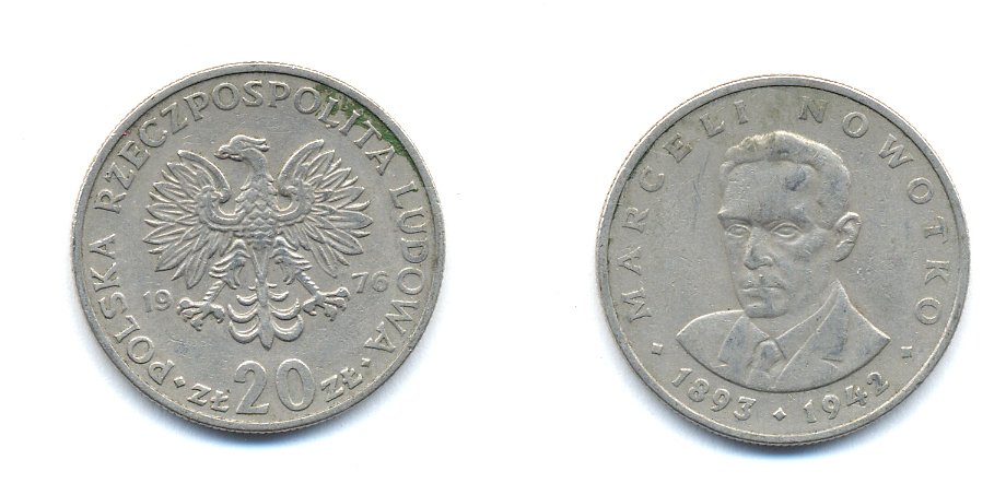 ПОЛЬША 20 ЗЛОТЫХ 1976 КРЕМНИЦА, МАРЦЕЛИЙ НОВОТКО KM 69 медно-никель 4379-622