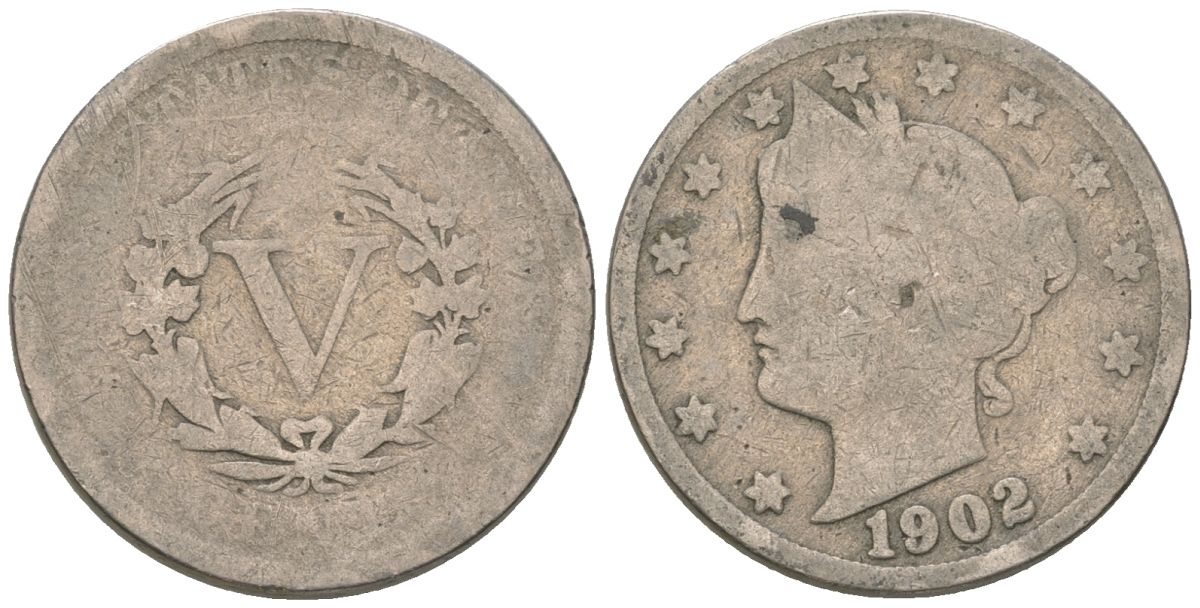 США 5 центов 1902 голова свободы KM 112 медно-никель 4135-126