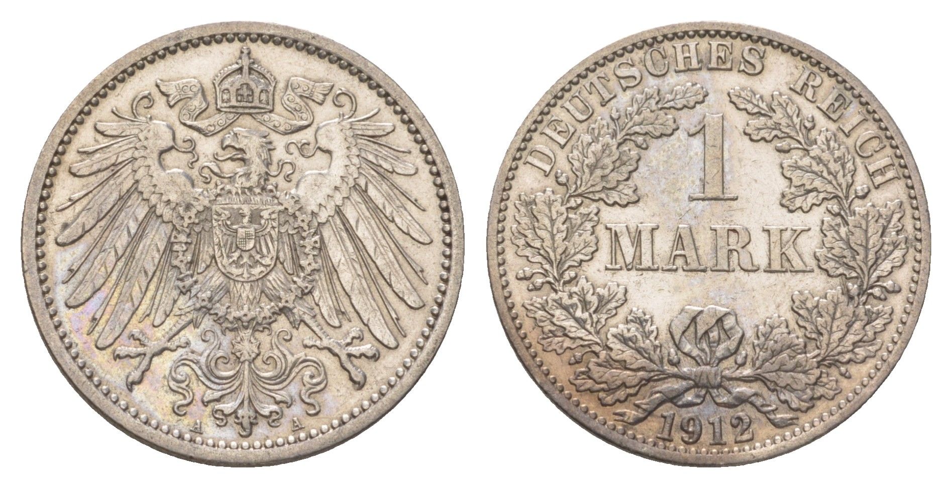 Германия 1 марка 1912 A, Вильгельм II (1888-1918) KM 14, J. 17 серебро 4626-224