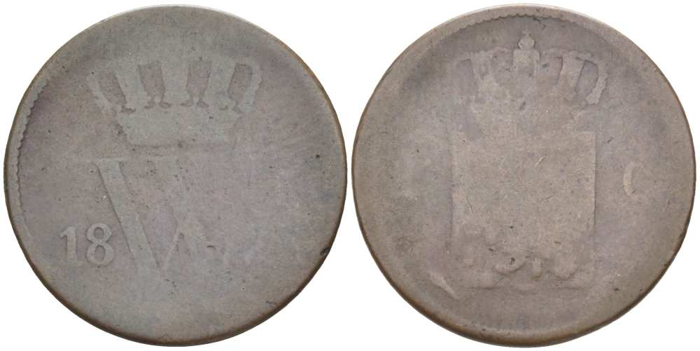 НИДЕРЛАНДЫ 1 ЦЕНТ 18ХХ ВИЛЬЯМ III (1849-1890) KM 100 медь 210-1211