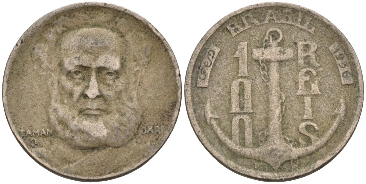 Бразилия 100 рейс 1936 Маркиз Тамандаре KM 536 медно-никель 4115-468