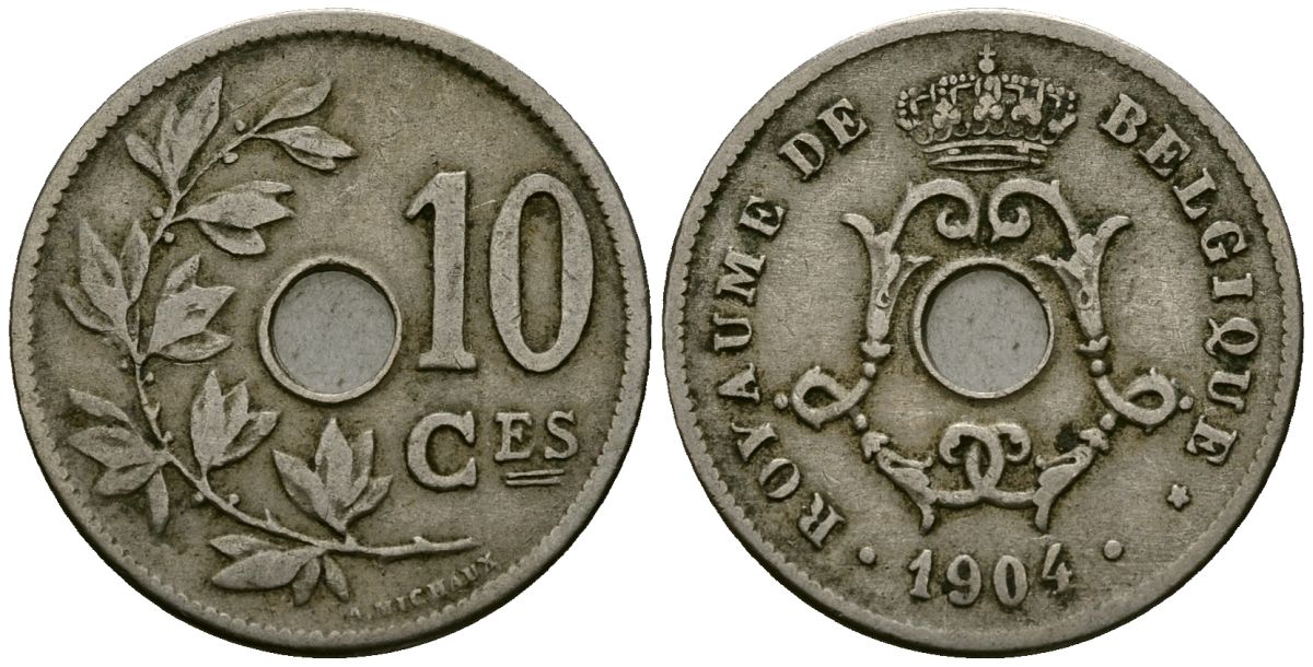 Бельгия 10 сантимов 1904 Belgique KM 52 медно-никель 4172-744