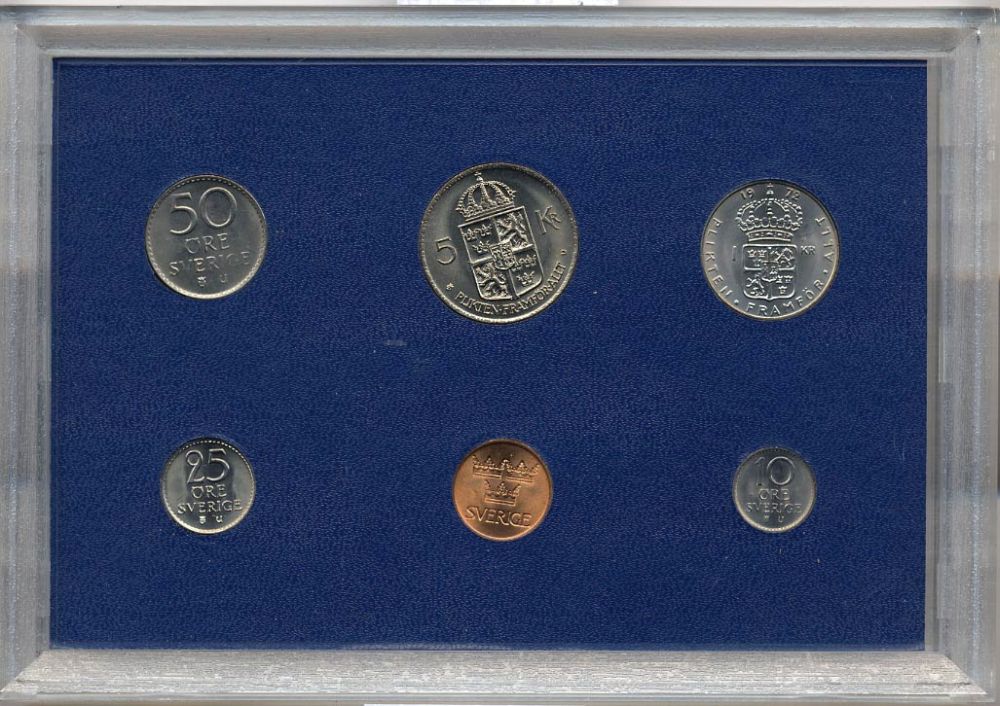 Швеция набор из 6 монет 1972 Густав VI Адольф (1950-1973) официальный набор монетного двора UNC 2-4-1-15