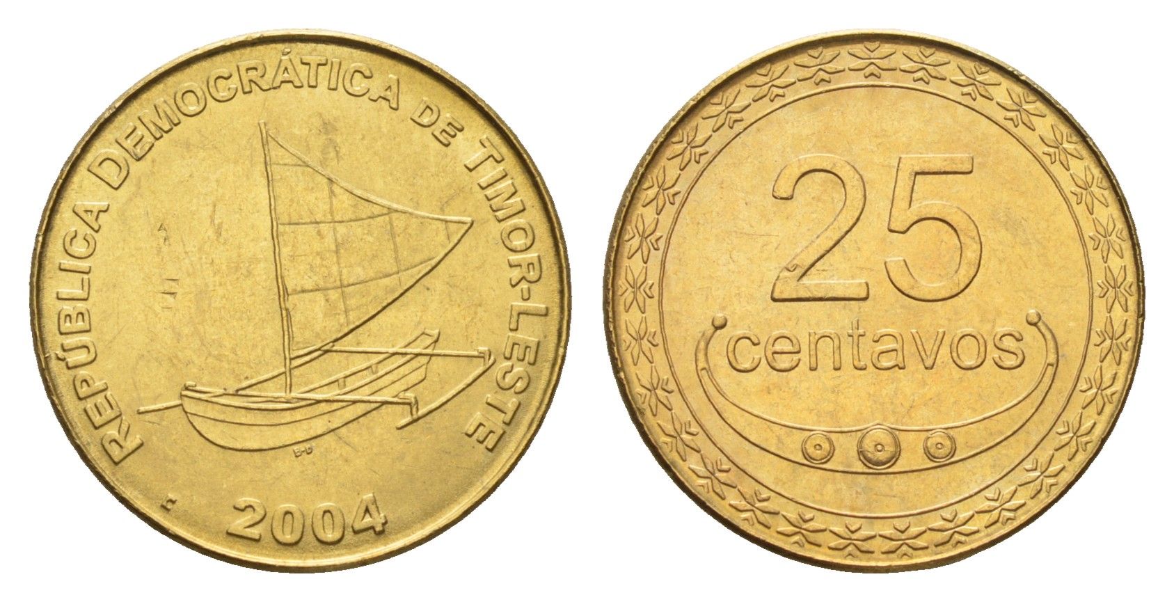 Восточный Тимор 25 сентаво 2004 KM 4 никель латунь UNC 4669-731