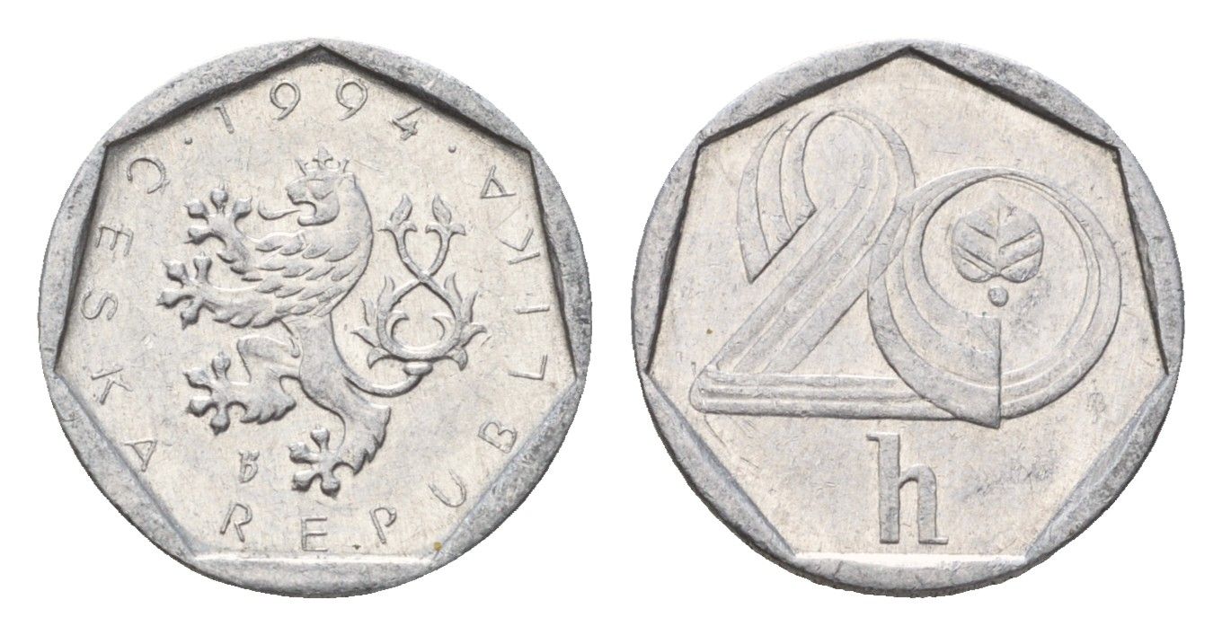 Чехия 20 геллеров 1994 KM 2.1 алюминий 4674-838