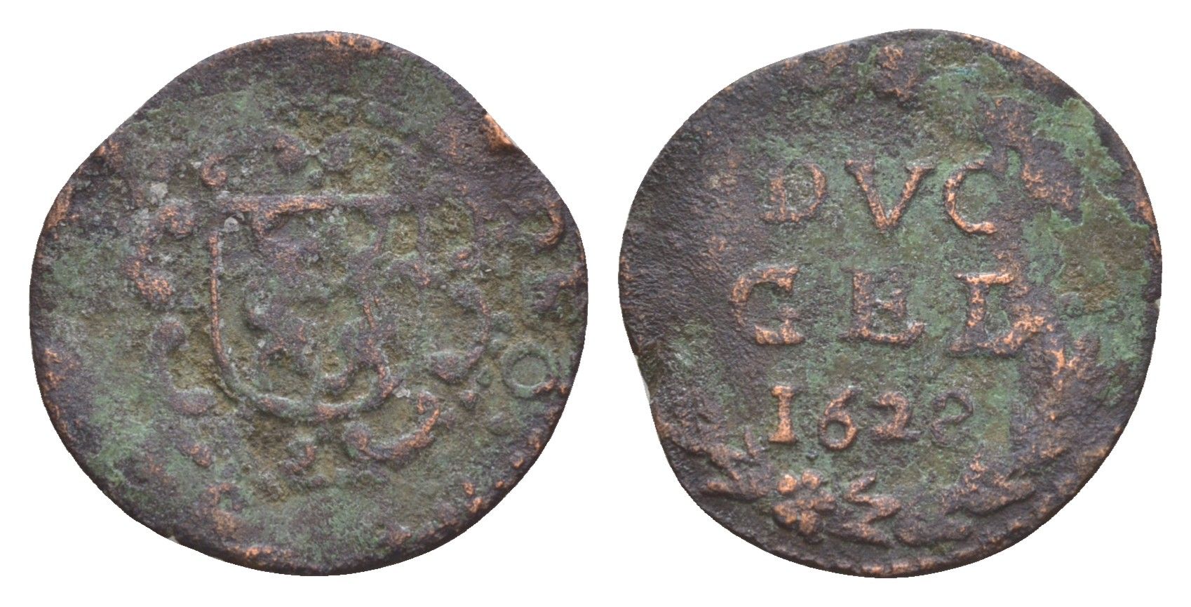 Нидерланды, Голландская Республика, Гелдерланд 1 дуит 1628 KM 30.1 медь 4655-563