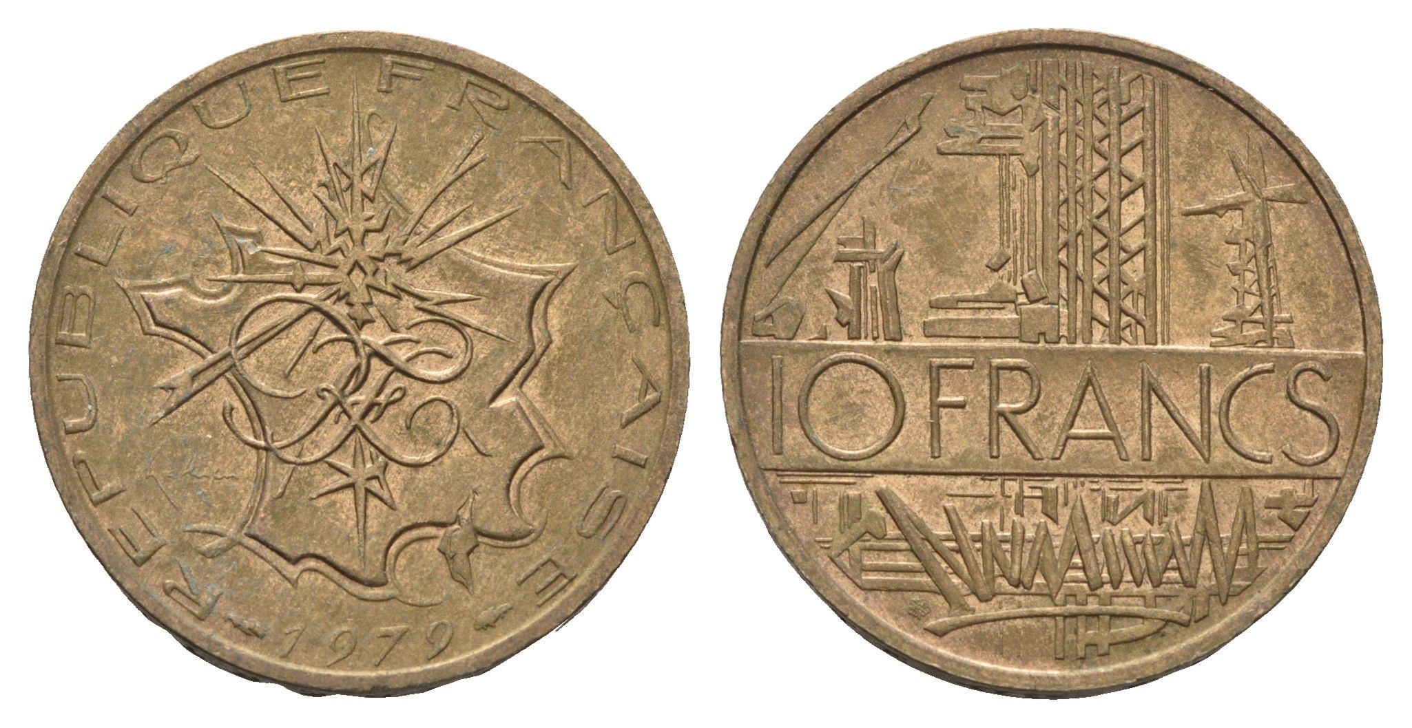 Франция 10 франков 1979 KM 940 медь алюминий никель 4673-1216