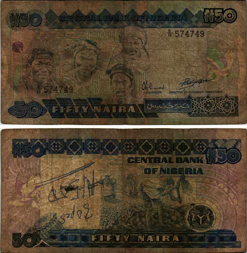 Нигерия 50 найра ND (1991-2000) жители Нигерии, подпись 9 Pick 27 b бумага 6312-54-3-2