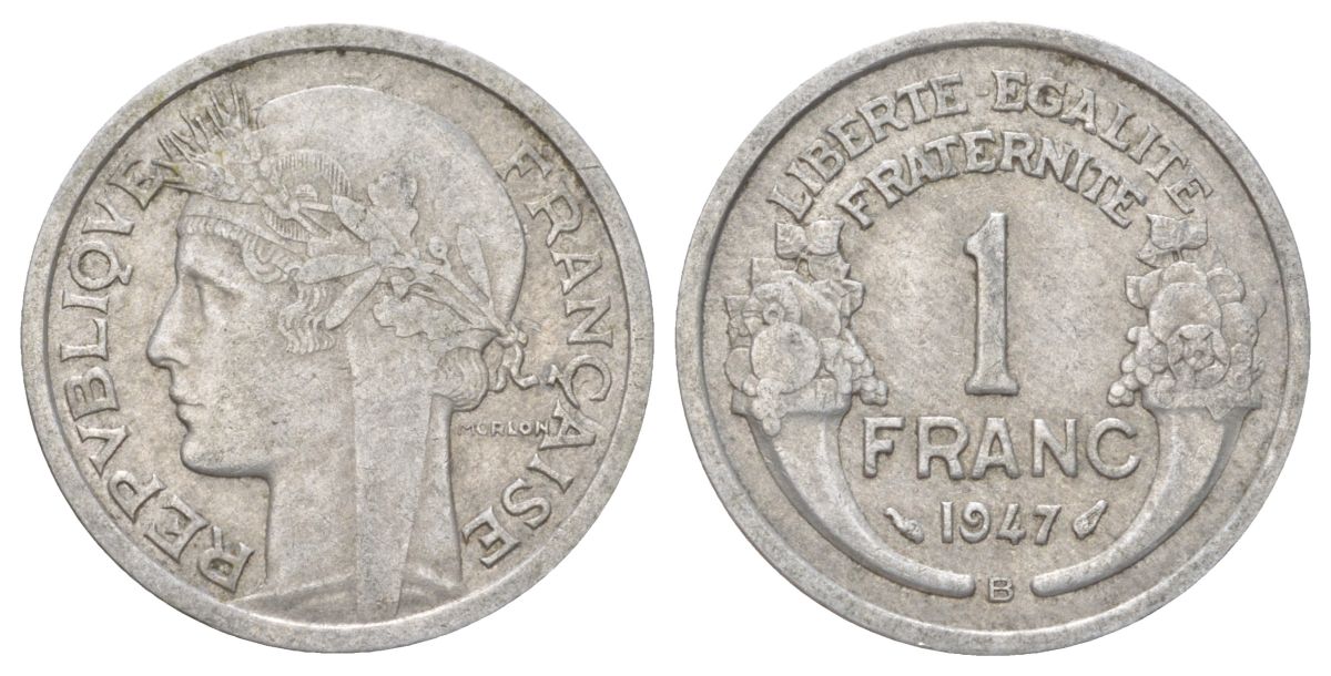 Франция 1 франк 1947 KM 885a алюминий 4628-1042