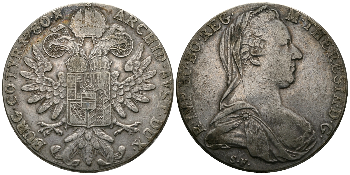 Австрия 1 талер 1780 SF, Мария Терезия, официальный рестрайк KM Т1 серебро 413-2822