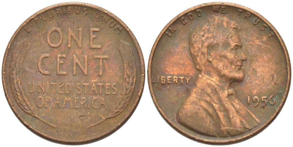 США 1 ЦЕНТ 1956 ЛИНКОЛЬН KM А132 медь цинк 218-651