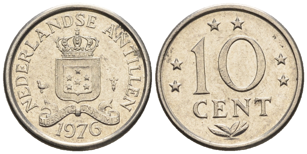 Нидерландские Антилы 10 центов 1976 Юлиана (1948-1980) KM 10 никель 3309-132