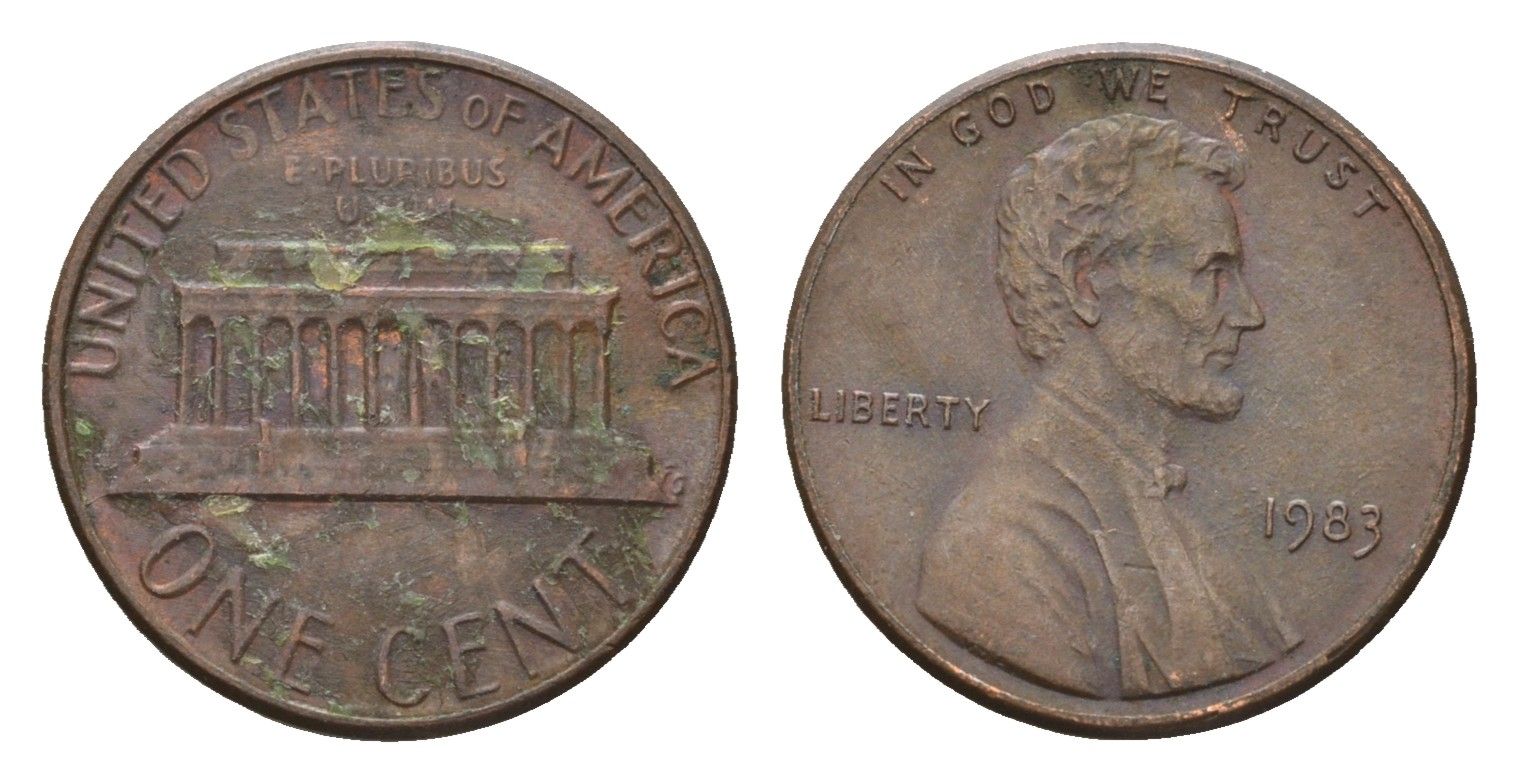 США 1 цент 1983 Авраам Линкольн KM 201b цинк плакированный медью 4674-521