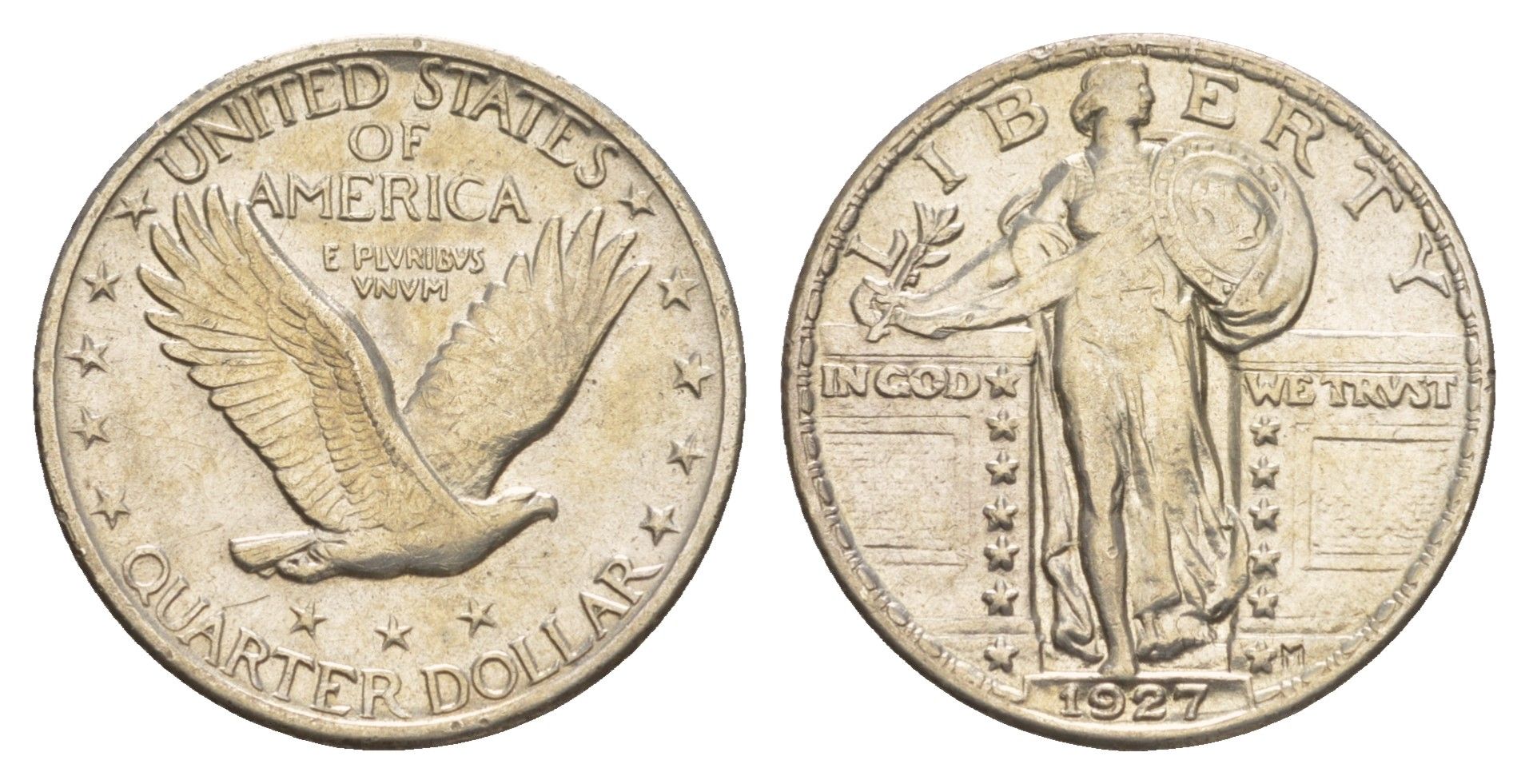 США 25 центов = квотер = 1/4 доллара 1927 KM 145 серебро 441-1422