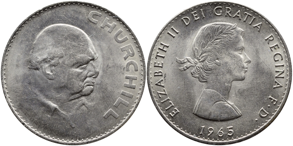 Великобритания 1 крона (5 шиллингов) 1965 Уинстон Черчилль, Елизавета II (1952-2022) KM 910, Spink 4144 медно-никель UNC 4386-123
