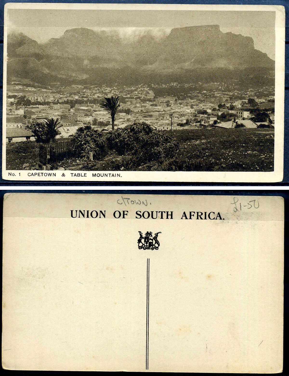 ЮАР открытка Кейптаун – Столовая гора 2193-90