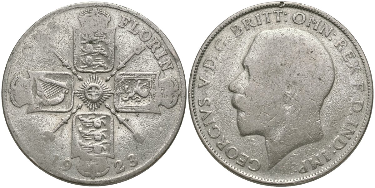 Великобритания 2 шиллинга = 1 флорин 1923 Георг V (1910-1936) KM 817a, Spink 4022A серебро 00-00