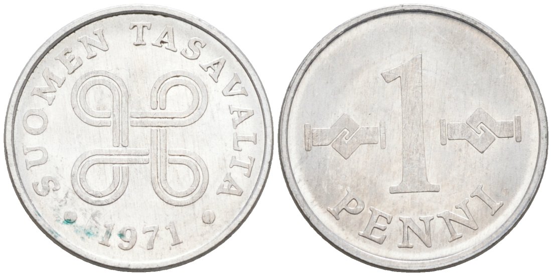 Финляндия 1 пенни 1971 KM 44а алюминий 4564-862