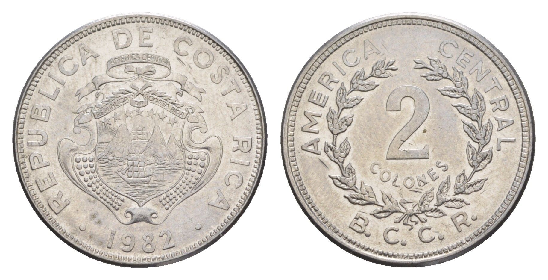 Коста-Рика 2 колона 1982 KM 211.1 нержавеющая сталь 4644-616