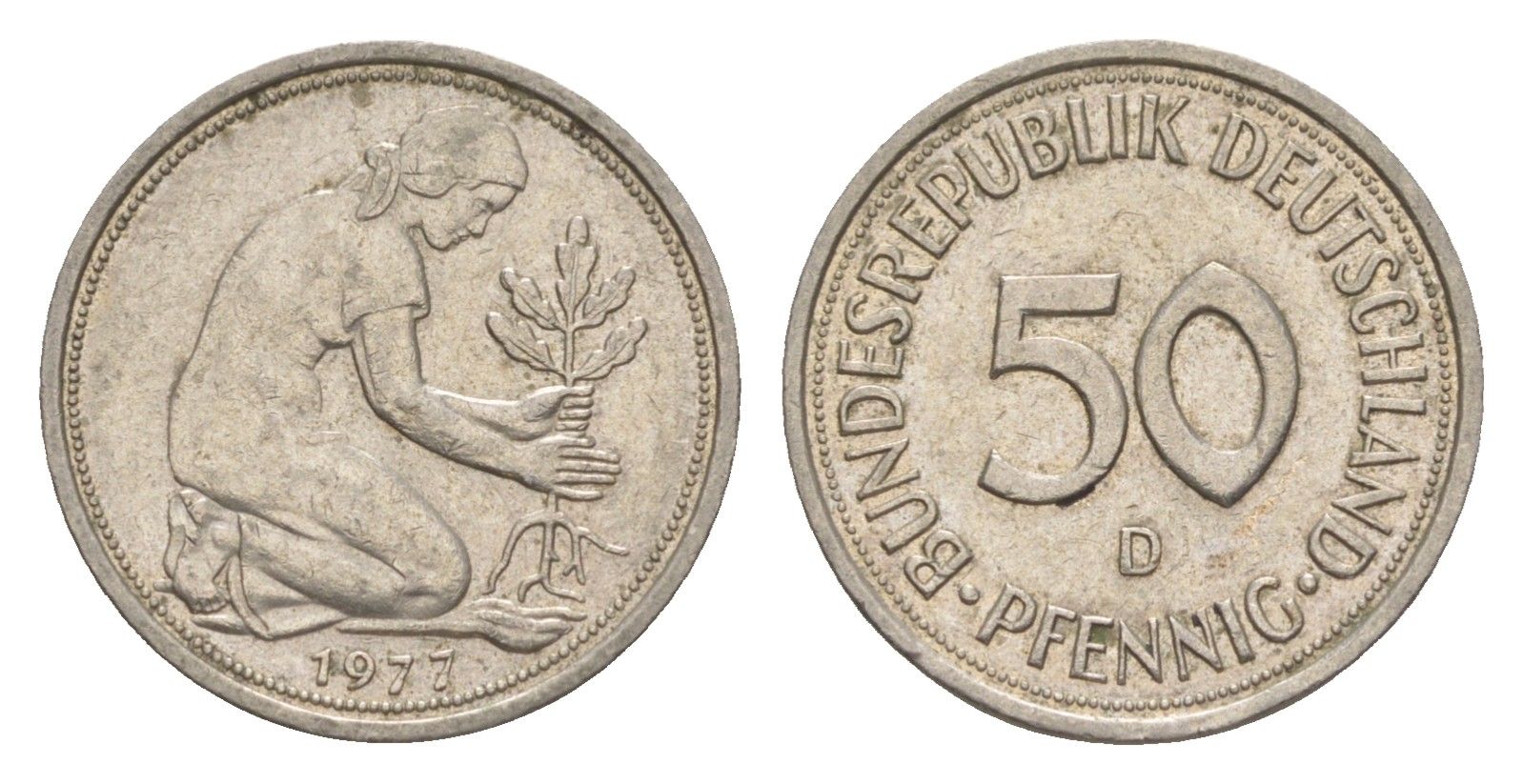 ФРГ 50 пфеннигов 1977 D KM 109, J. 384 медно-никель 4611-137
