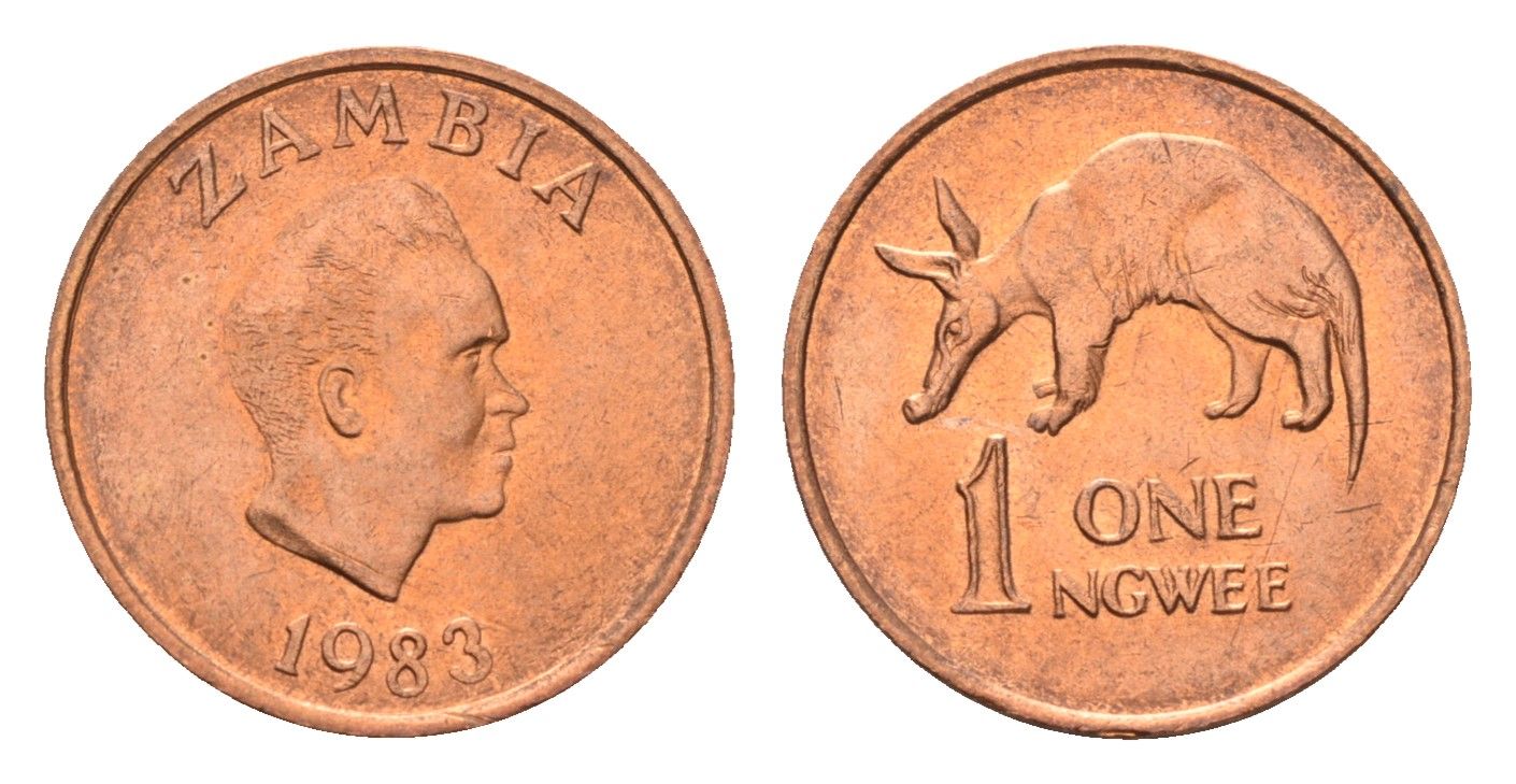 Замбия 1 нгве 1983 KM 9a сталь плакированная медью UNC 4685-555