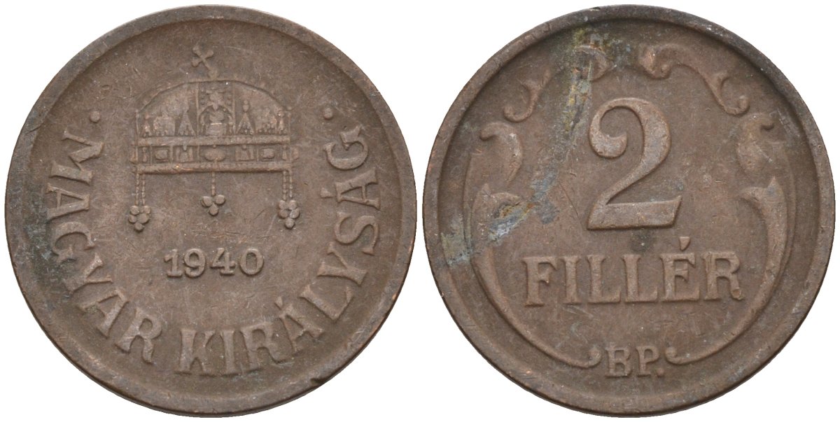 Венгрия 2 филлера 1940 BP KM 506 бронза 4115-1223