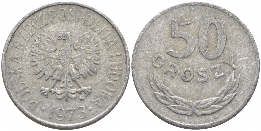 ПОЛЬША 50 ГРОШЕЙ 1973 MW KM 48.1 алюминий 4448-142