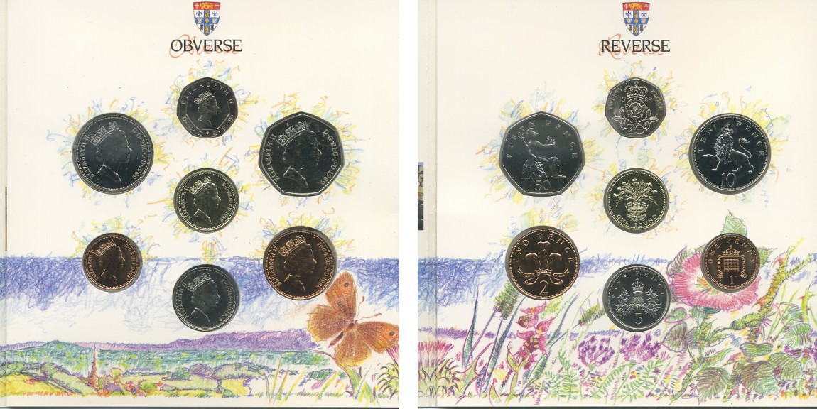 Великобритания набор из 7 монет 1989 БУКЛЕТ, СЕРТИФИКАТ UNC 7-4-71