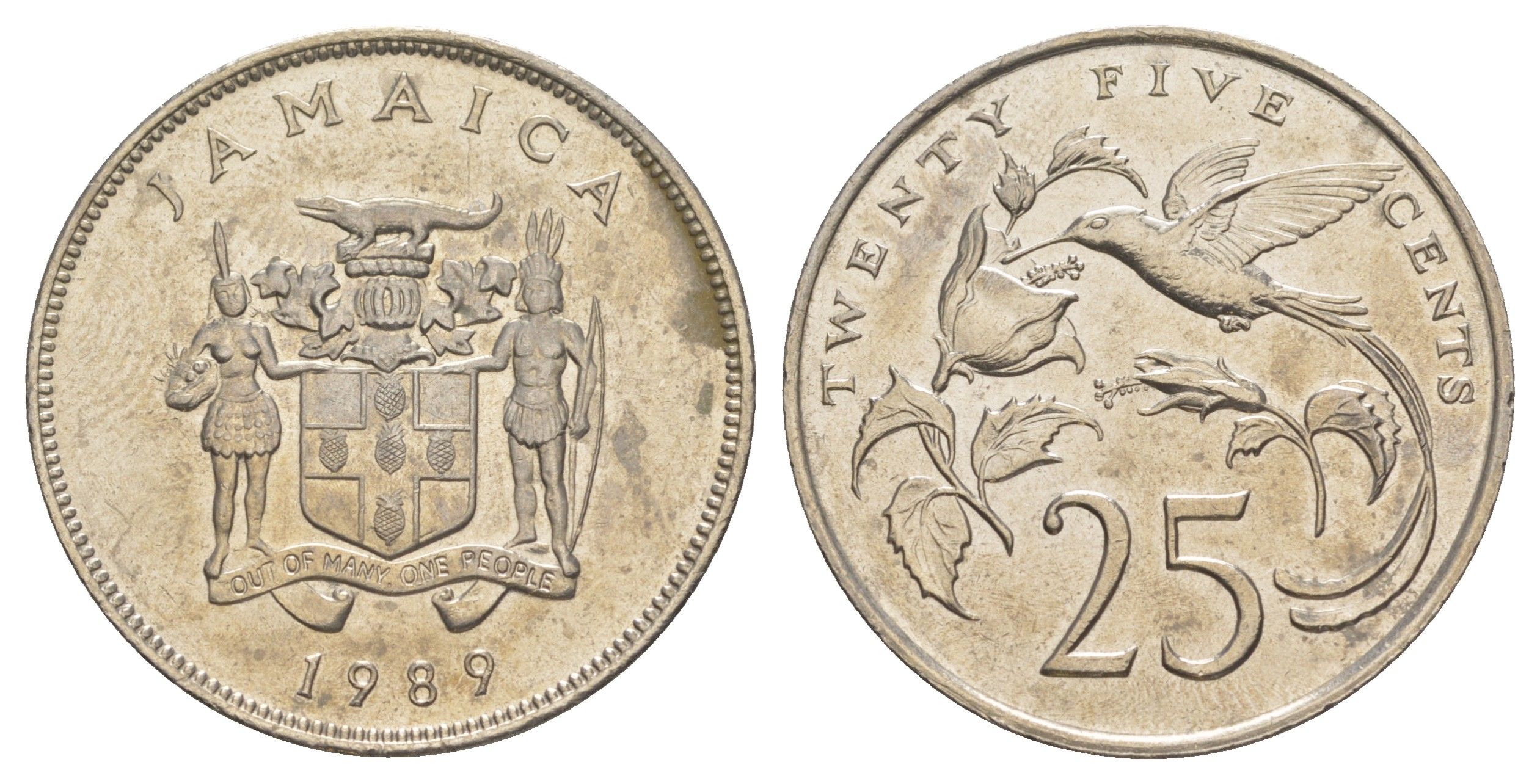 Ямайка 25 центов 1989 KM 49 медно-никель 91-1022