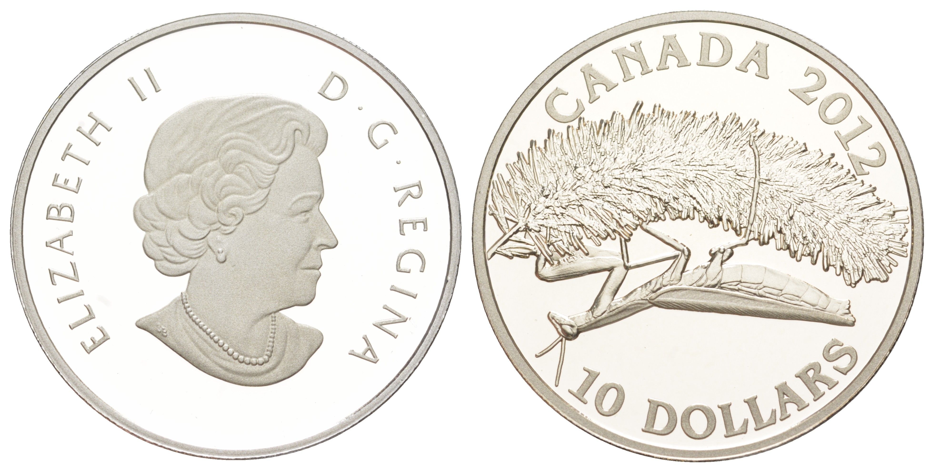 Канада 10 долларов 2012 Богомол, в оригинальной упаковке, с сертификатом KM 1259 серебро PROOF 8-2-01-59