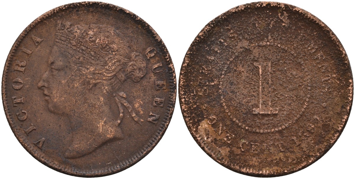 Стрейтс-Сетлментс 1 цент 1894 Виктория (1837-1901), Ост-Индская компания KM 16 бронза 4590-616