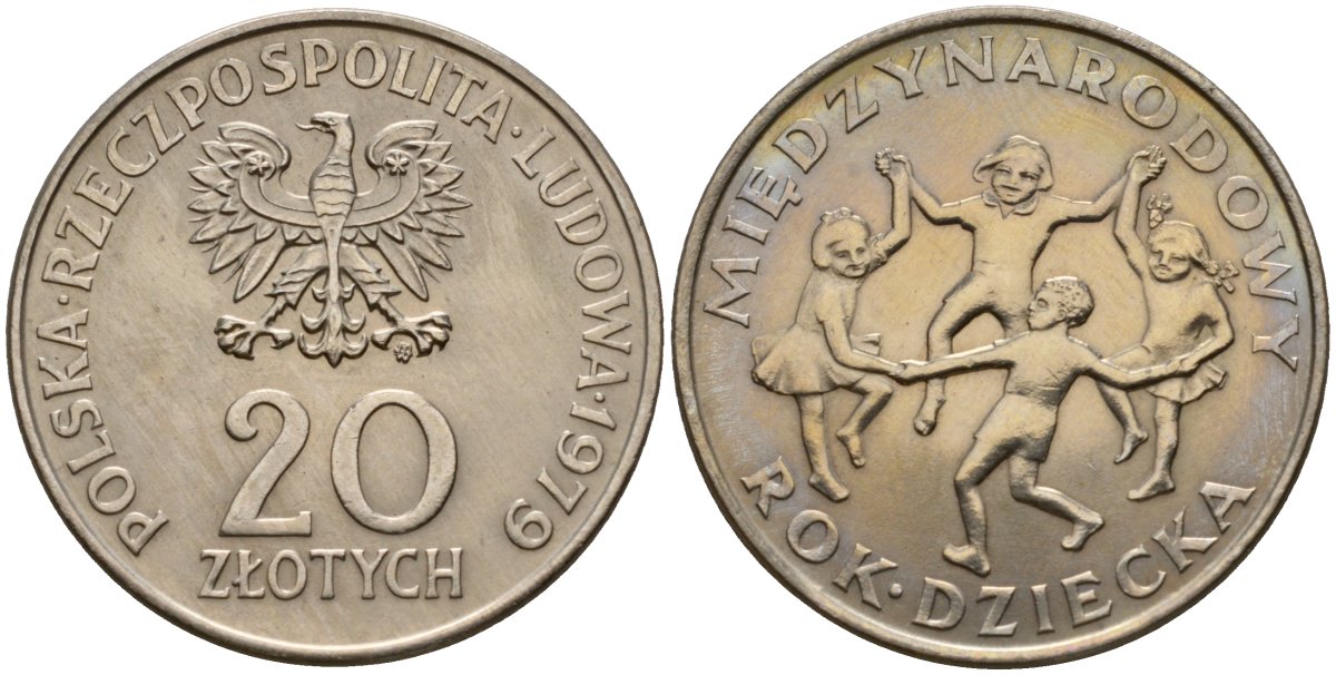 Польша 20 злотых 1979 MW, Международный год детей Y 99 медно-никель UNC 109-1014