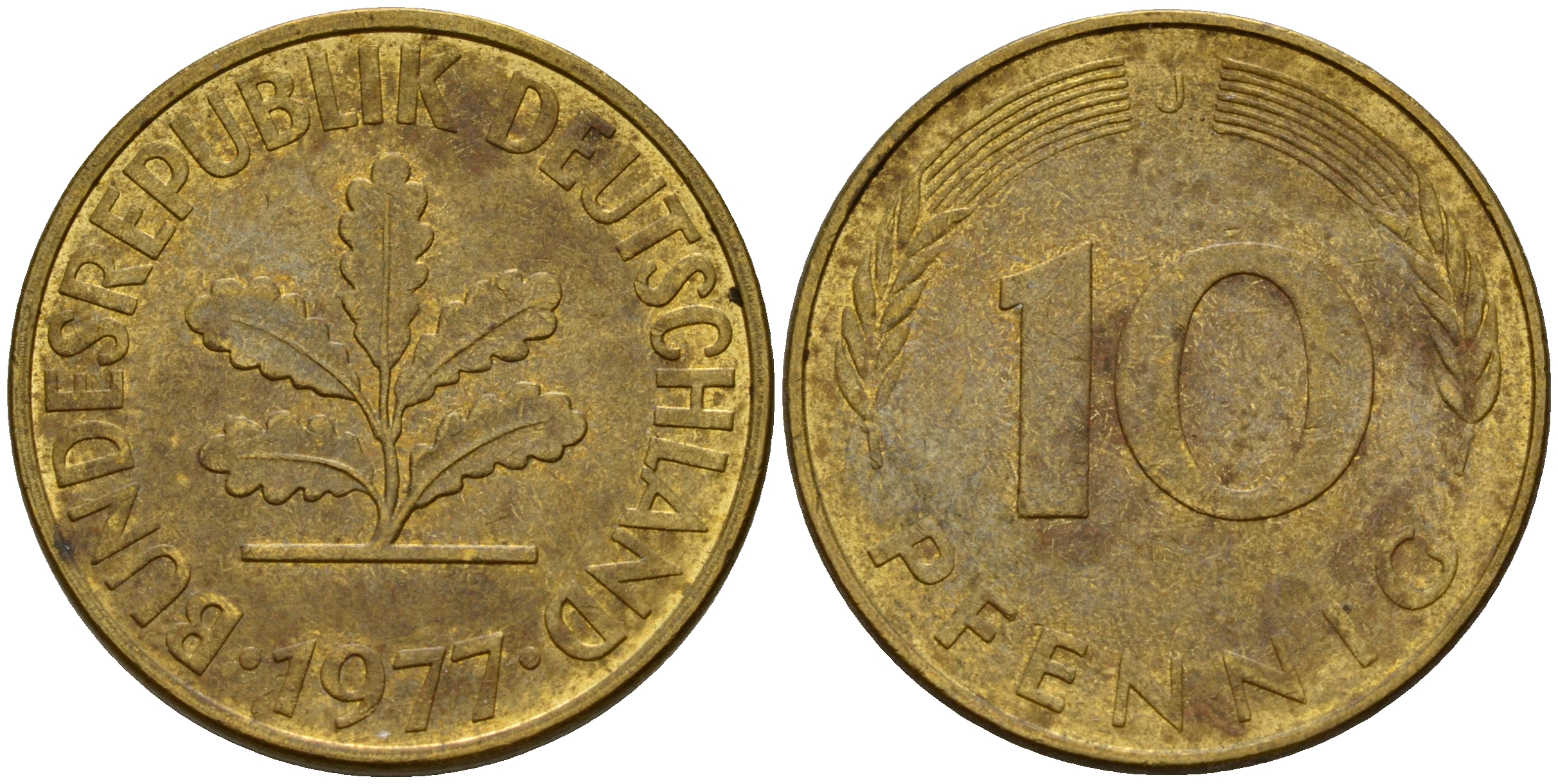 ФРГ 10 пфеннигов 1977 J J. 383, KM 108 сталь плакированная латунью    4603-435