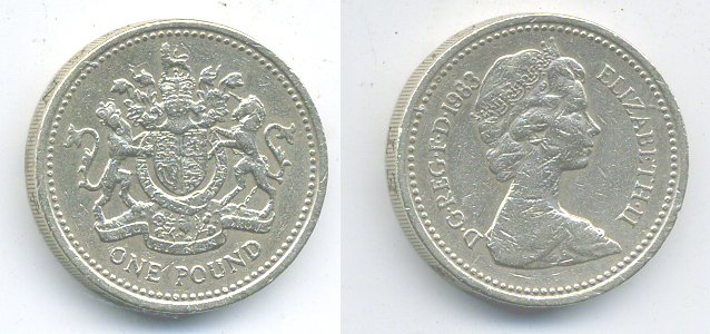 Великобритания 1 фунт 1983 Елизавета II (1952-2022) KM 933, Spink 4221 никель латунь 83-1051