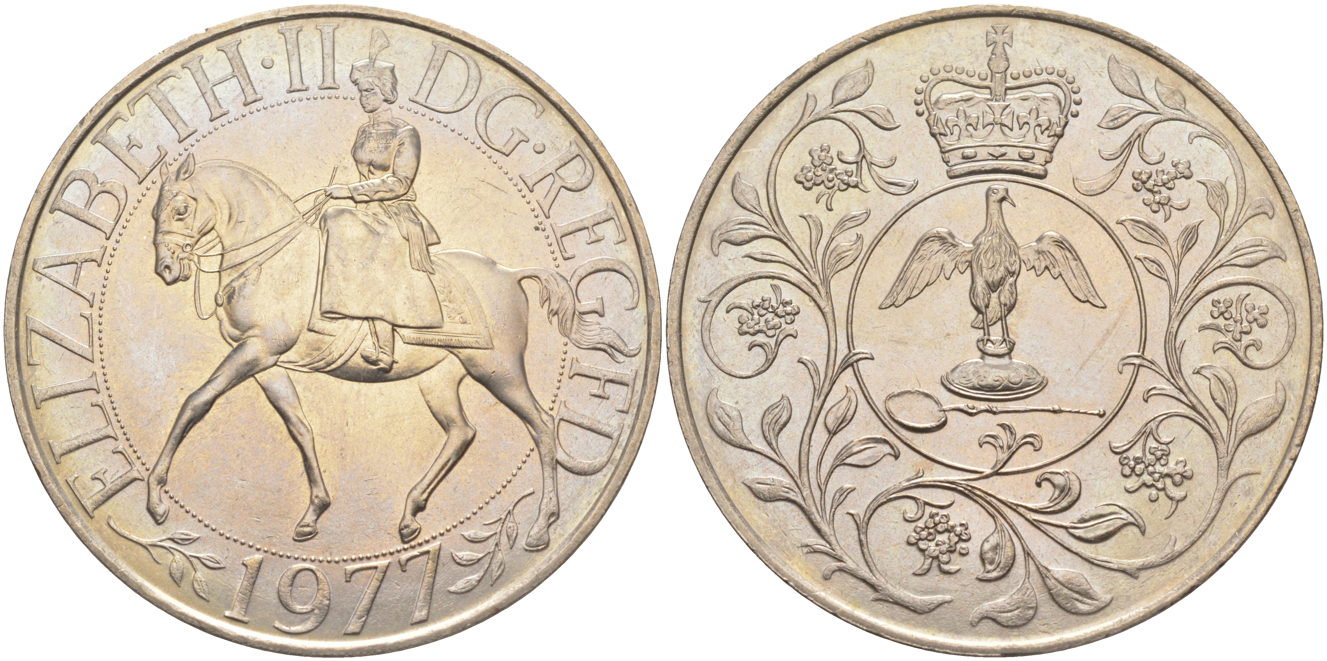 Великобритания 25 пенсов 1977 25 лет со дня коронации Елизаветы, Елизавета II (1952-2022) KM 894, Spink 4136 медно-никель 4552-535