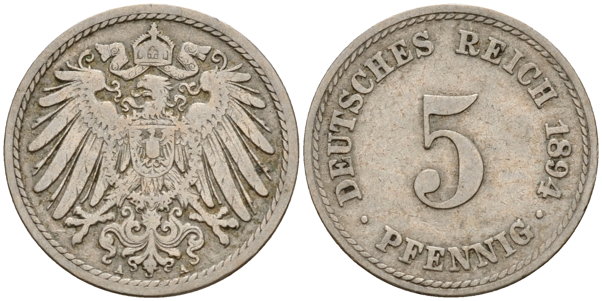 Германия 5 пфеннигов 1894 A J.12  KM 11 медно-никель    4598-1111