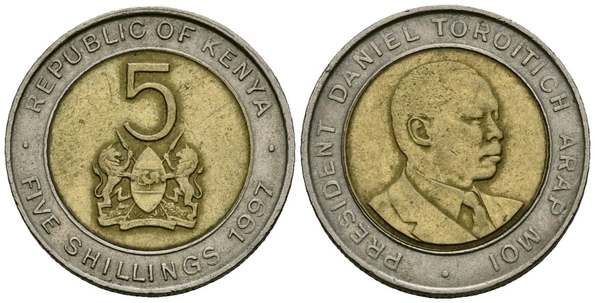 Кения 5 шиллингов 1997 KM 30 биметалл 4173-1016