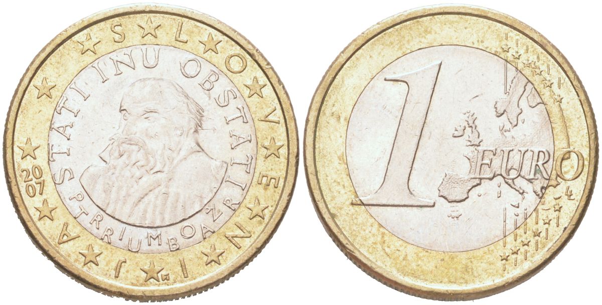 Словения 1 евро 2007 KM 74 биметалл 4126-753