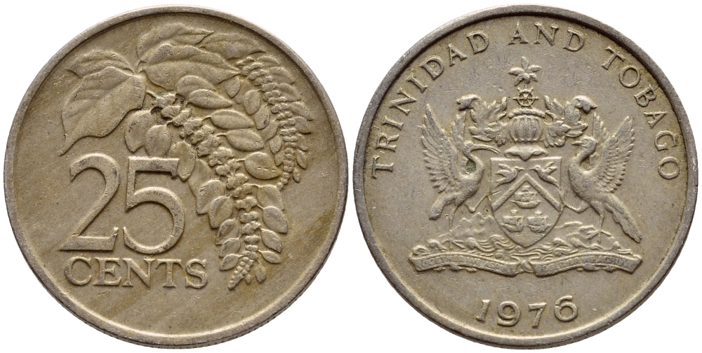 Тринидад и Тобаго 25 центов 1976 цветок дикая пуансеттия KM 28 медно-никель 4396-718
