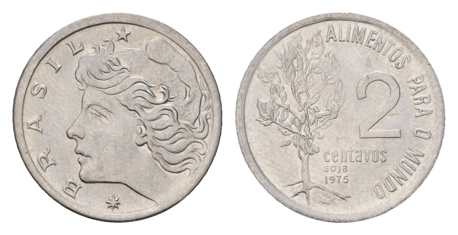Бразилия 2 сентаво 1975 ФАО - Соя KM 586 нержавеющая сталь UNC 4679-842