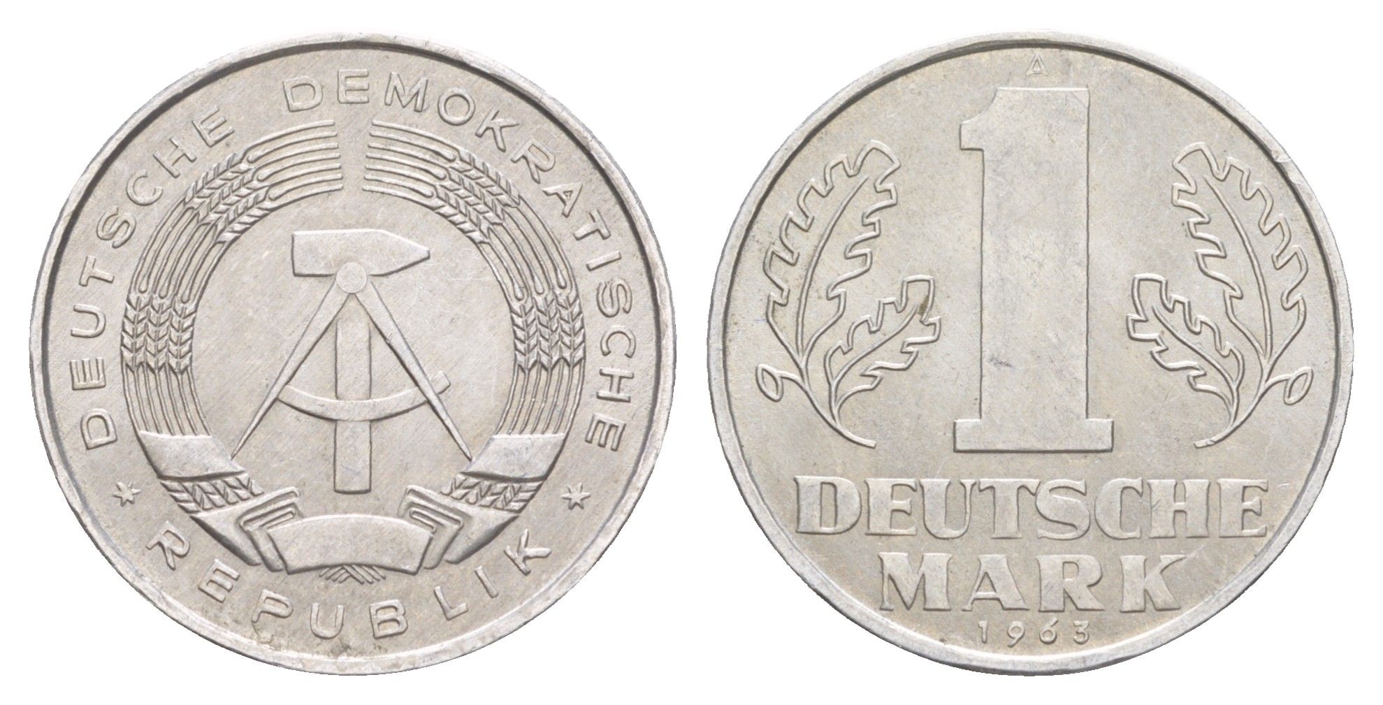 ГДР 1 марка 1963 A KM 13 алюминий aUNC 4648-1033